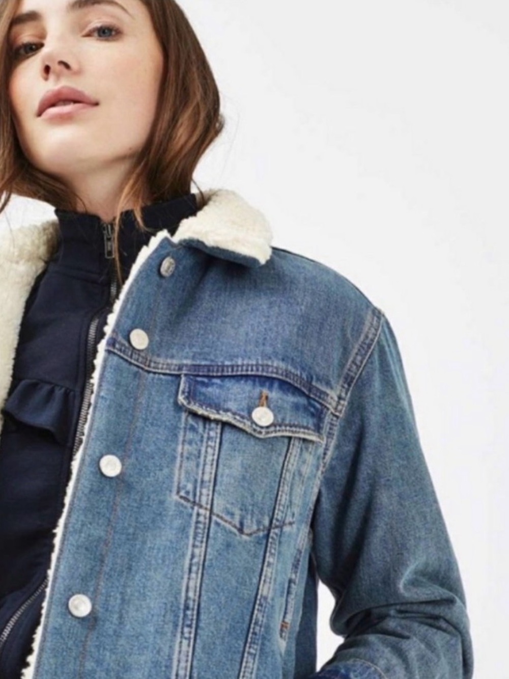 Denim Sherpa-Lined Jacket
